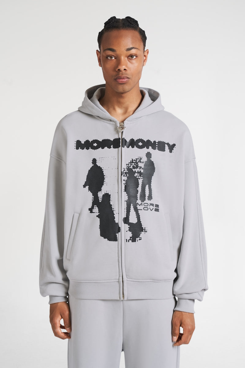 More Money More Love Connectivity Zip Hoodie in Grey – MORE MONEY MORE LOVE
